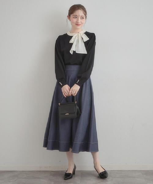 couture brooch(クチュールブローチ)の「【洗える・着映え】オーガンジーリボンタイ ニット(ニット/セーター・レディース・ベビーピンク/アイボリー/ブラック・38/36/42)」の9枚目の写真