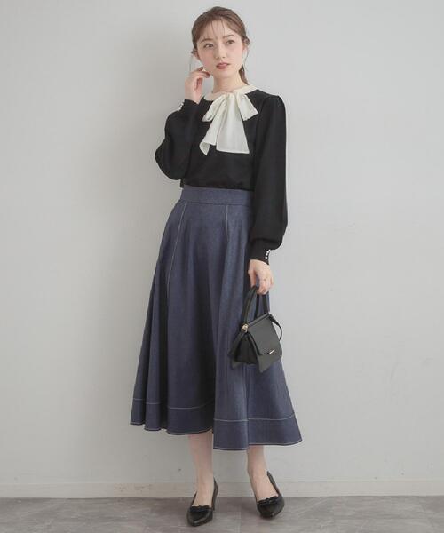 couture brooch(クチュールブローチ)の「【洗える・着映え】オーガンジーリボンタイ ニット(ニット/セーター・レディース・ベビーピンク/アイボリー/ブラック・38/36/42)」の10枚目の写真