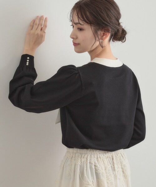 couture brooch(クチュールブローチ)の「【洗える・着映え】オーガンジーリボンタイ ニット(ニット/セーター・レディース・ベビーピンク/アイボリー/ブラック・38/36/42)」の15枚目の写真