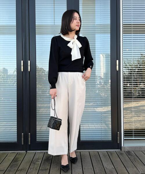 couture brooch(クチュールブローチ)の「【洗える・着映え】オーガンジーリボンタイ ニット(ニット/セーター・レディース・ベビーピンク/アイボリー/ブラック・38/36/42)」の16枚目の写真