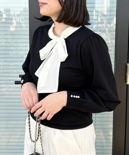 couture brooch(クチュールブローチ)の「【洗える・着映え】オーガンジーリボンタイ ニット(ニット/セーター・レディース・ベビーピンク/アイボリー/ブラック・38/36/42)」の19枚目の写真