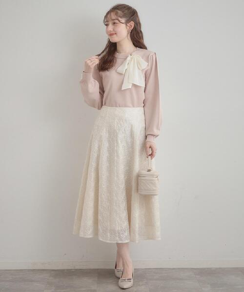 couture brooch(クチュールブローチ)の「【洗える・着映え】オーガンジーリボンタイ ニット(ニット/セーター・レディース・ベビーピンク/アイボリー/ブラック・38/36/42)」の20枚目の写真