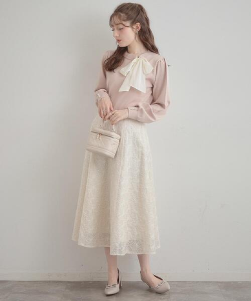 couture brooch(クチュールブローチ)の「【洗える・着映え】オーガンジーリボンタイ ニット(ニット/セーター・レディース・ベビーピンク/アイボリー/ブラック・38/36/42)」の21枚目の写真