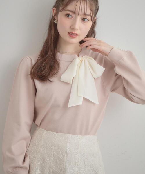 couture brooch(クチュールブローチ)の「【洗える・着映え】オーガンジーリボンタイ ニット(ニット/セーター・レディース・ベビーピンク/アイボリー/ブラック・38/36/42)」の22枚目の写真