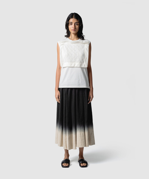 muller of yoshiokubo（ミュラーオブヨシオクボ）の「muller of yoshiokubo ミュラーオブヨシオクボ / RUSTIC LINEN GRADATION SKIRT ラスティックリネングラデーションスカート / MLS26405（スカート・レディース・ホワイト/ブラック・36）」の6枚目の写真