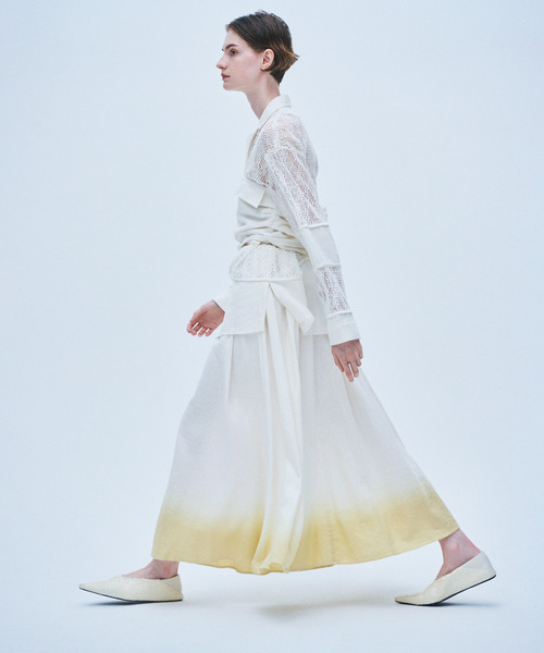 muller of yoshiokubo（ミュラーオブヨシオクボ）の「muller of yoshiokubo ミュラーオブヨシオクボ / RUSTIC LINEN GRADATION SKIRT ラスティックリネングラデーションスカート / MLS26405（スカート・レディース・ホワイト/ブラック・36）」の13枚目の写真