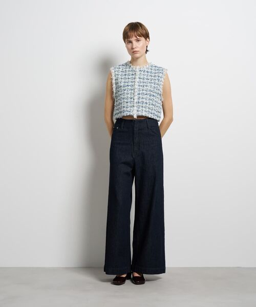 LANVIN en Bleu(ランバンオンブルー)の「リボンヤーンツイードショートベスト(シャツ/ブラウス・レディース・オフホワイト/ブルー系その他・36/38)」の3枚目の写真