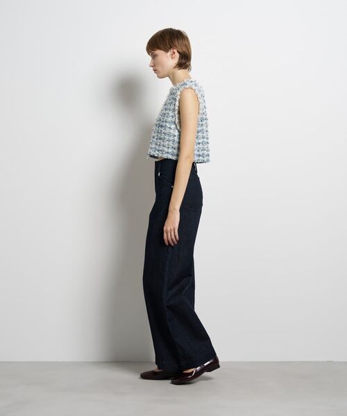 LANVIN en Bleu(ランバンオンブルー)の「リボンヤーンツイードショートベスト(シャツ/ブラウス・レディース・オフホワイト/ブルー系その他・36/38)」の4枚目の写真