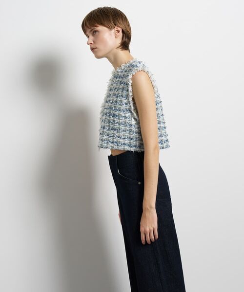 LANVIN en Bleu(ランバンオンブルー)の「リボンヤーンツイードショートベスト(シャツ/ブラウス・レディース・オフホワイト/ブルー系その他・36/38)」の7枚目の写真