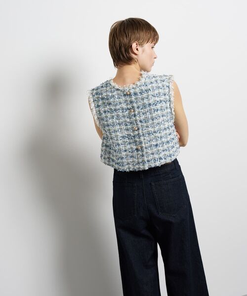 LANVIN en Bleu(ランバンオンブルー)の「リボンヤーンツイードショートベスト(シャツ/ブラウス・レディース・オフホワイト/ブルー系その他・36/38)」の8枚目の写真
