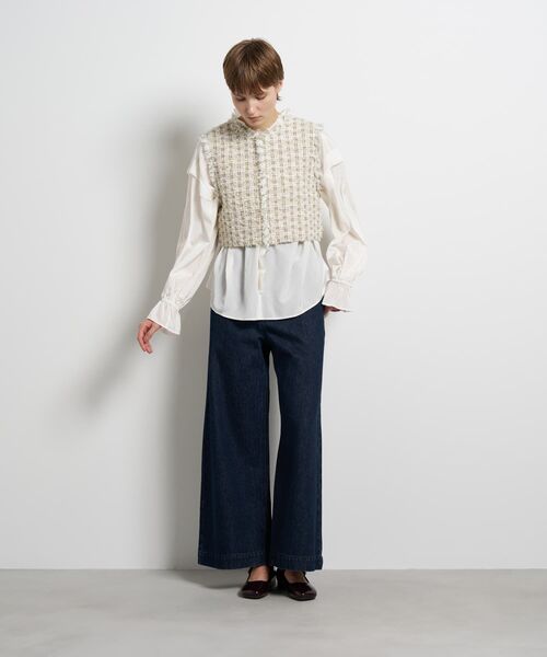 LANVIN en Bleu(ランバンオンブルー)の「リボンヤーンツイードショートベスト(シャツ/ブラウス・レディース・オフホワイト/ブルー系その他・36/38)」の11枚目の写真