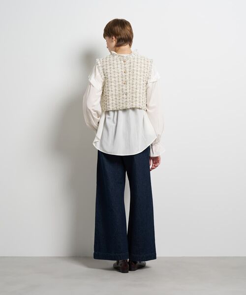 LANVIN en Bleu(ランバンオンブルー)の「リボンヤーンツイードショートベスト(シャツ/ブラウス・レディース・オフホワイト/ブルー系その他・36/38)」の13枚目の写真