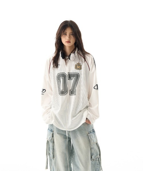 Ritzy(リッツィー)の「メッシュフットボールジャージー(Tシャツ/カットソー・レディース・ブラック/ホワイト・M/L)」の2枚目の写真
