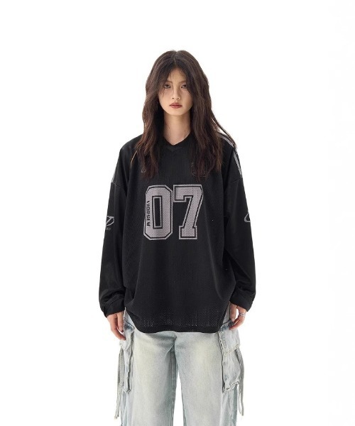 Ritzy(リッツィー)の「メッシュフットボールジャージー(Tシャツ/カットソー・レディース・ブラック/ホワイト・M/L)」の4枚目の写真