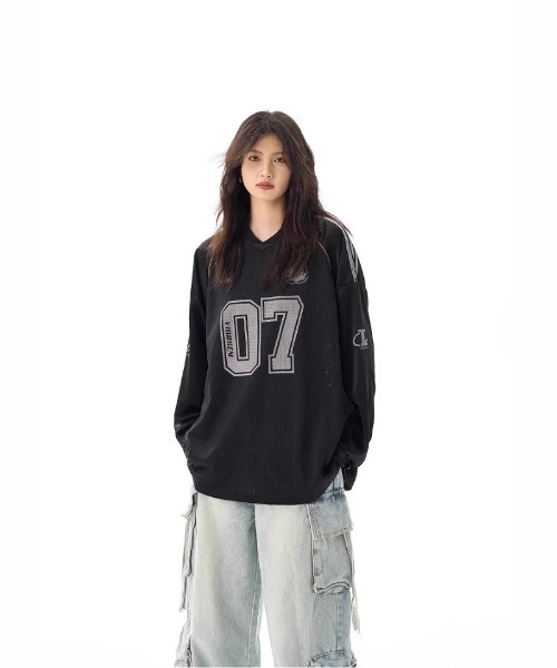 Ritzy(リッツィー)の「メッシュフットボールジャージー(Tシャツ/カットソー・レディース・ブラック/ホワイト・M/L)」の3枚目の写真