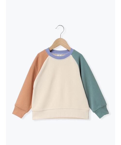 Samansa Mos2 Lagom(サマンサモスモスラーゴム)の「クレイジー配色ラグラントレーナー(Tシャツ/カットソー・キッズ・キナリ/ブルー・130/95/120/110/100)」の2枚目の写真