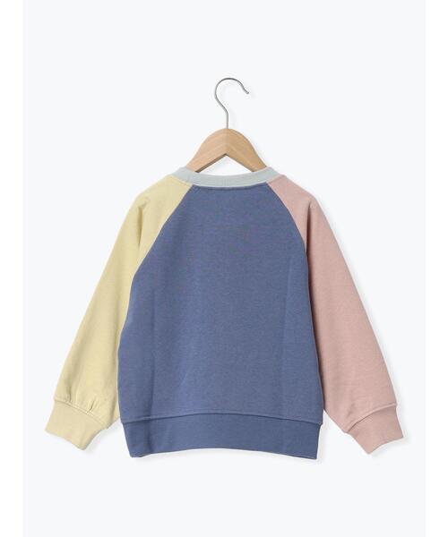Samansa Mos2 Lagom(サマンサモスモスラーゴム)の「クレイジー配色ラグラントレーナー(Tシャツ/カットソー・キッズ・キナリ/ブルー・130/95/120/110/100)」の3枚目の写真