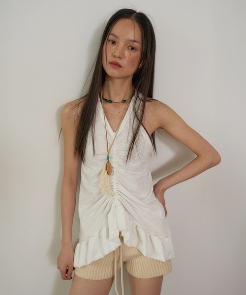 JOINT WORKS(ジョイントワークス)の「OURSAALTY / アワーソルティ Easy layered sleeveless(Tシャツ/カットソー・レディース・ブラック/アイボリー・FREE)」の2枚目の写真