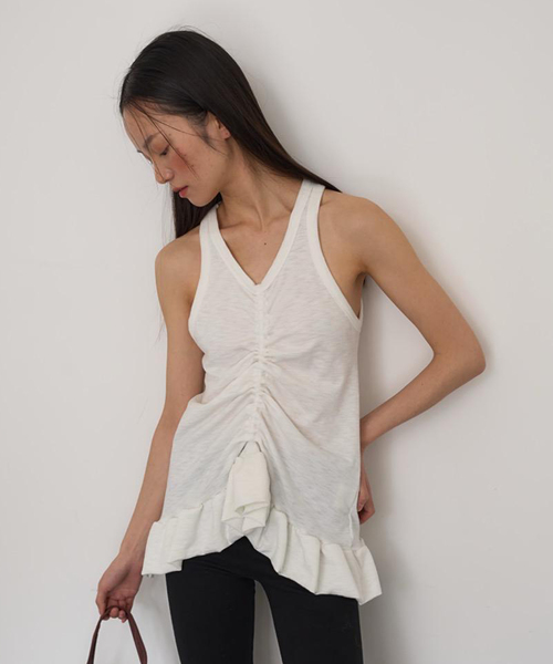 JOINT WORKS(ジョイントワークス)の「OURSAALTY / アワーソルティ Easy layered sleeveless(Tシャツ/カットソー・レディース・ブラック/アイボリー・FREE)」の14枚目の写真