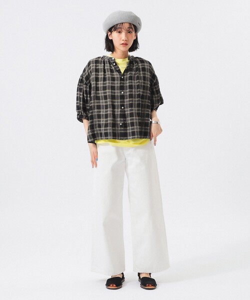 BEAMS BOY(ビームスボーイ)の「リネン チェック スモック シャツ <イージーケア>(シャツ/ブラウス・レディース・ブラック/ベージュ/レッド・ONE SIZE)」の12枚目の写真