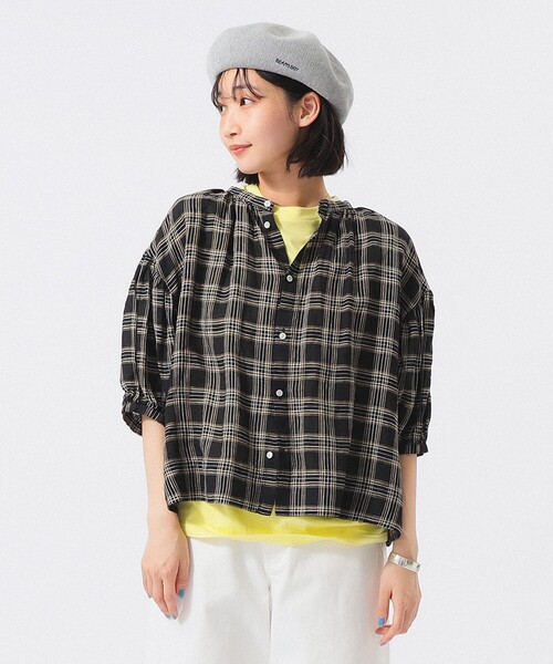 BEAMS BOY(ビームスボーイ)の「リネン チェック スモック シャツ <イージーケア>(シャツ/ブラウス・レディース・ブラック/ベージュ/レッド・ONE SIZE)」の15枚目の写真
