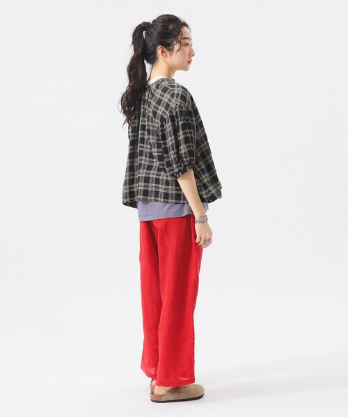 BEAMS BOY(ビームスボーイ)の「リネン チェック スモック シャツ <イージーケア>(シャツ/ブラウス・レディース・ブラック/ベージュ/レッド・ONE SIZE)」の18枚目の写真