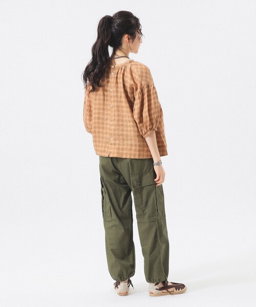 BEAMS BOY(ビームスボーイ)の「リネン チェック スモック シャツ <イージーケア>(シャツ/ブラウス・レディース・ブラック/ベージュ/レッド・ONE SIZE)」の6枚目の写真