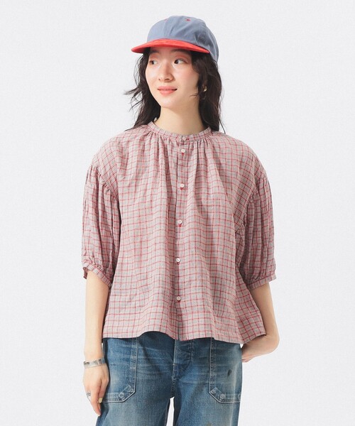 BEAMS BOY(ビームスボーイ)の「リネン チェック スモック シャツ <イージーケア>(シャツ/ブラウス・レディース・ブラック/ベージュ/レッド・ONE SIZE)」の21枚目の写真