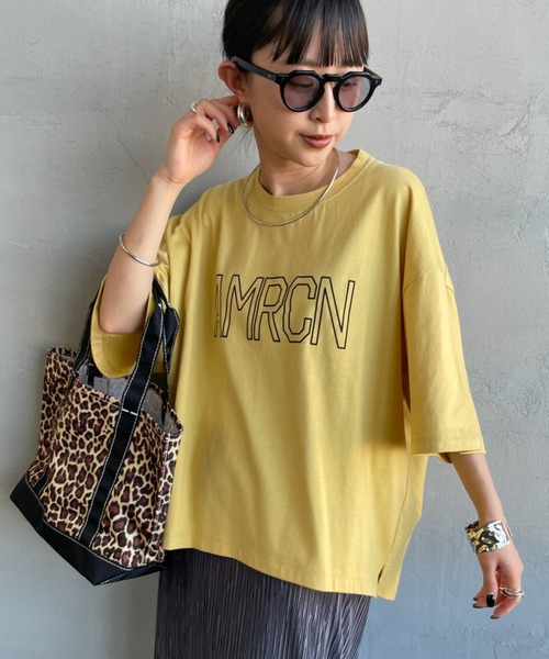 AMERICANA（アメリカーナ）の「[Americana/アメリカーナ] 別注 AMRCN ショート丈フロッキープリントTシャツ【追加】（Tシャツ/カットソー・レディース・イエロー/ネイビー/オフホワイト・ONE SIZE）」の21枚目の写真