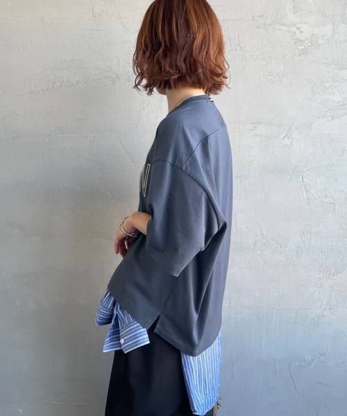 AMERICANA（アメリカーナ）の「[Americana/アメリカーナ] 別注 AMRCN ショート丈フロッキープリントTシャツ【追加】（Tシャツ/カットソー・レディース・イエロー/ネイビー/オフホワイト・ONE SIZE）」の11枚目の写真