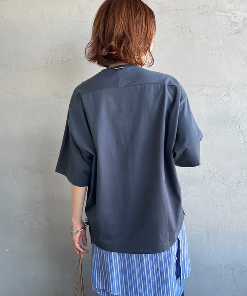 AMERICANA（アメリカーナ）の「[Americana/アメリカーナ] 別注 AMRCN ショート丈フロッキープリントTシャツ【追加】（Tシャツ/カットソー・レディース・イエロー/ネイビー/オフホワイト・ONE SIZE）」の12枚目の写真