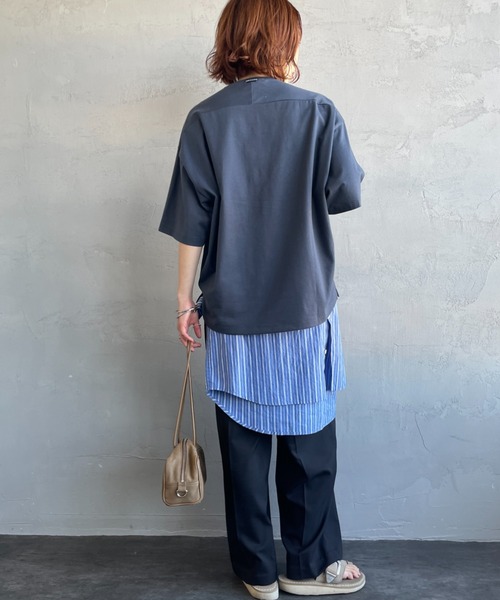 AMERICANA（アメリカーナ）の「[Americana/アメリカーナ] 別注 AMRCN ショート丈フロッキープリントTシャツ【追加】（Tシャツ/カットソー・レディース・イエロー/ネイビー/オフホワイト・ONE SIZE）」の15枚目の写真