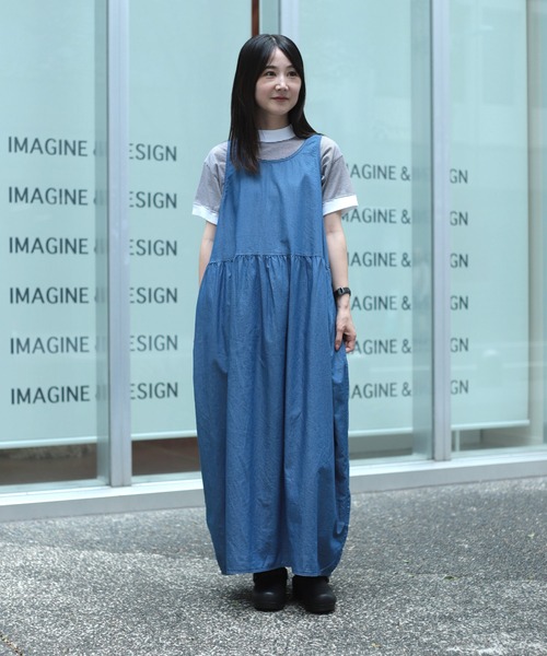 OMNIGOD womens / オムニゴッド] 4ozデニム ノースリーブギャザー