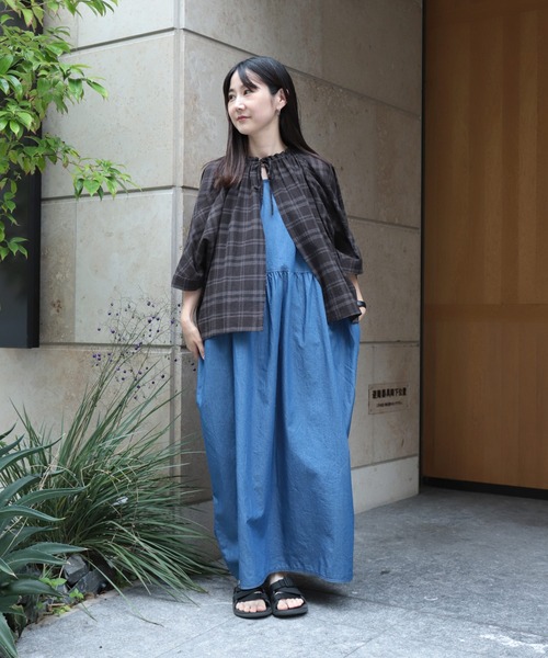 OMNIGOD womens / オムニゴッド] 4ozデニム ノースリーブギャザー