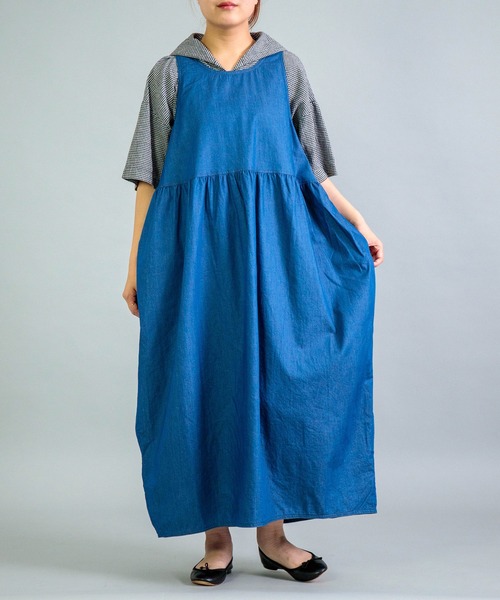 OMNIGOD womens / オムニゴッド] 4ozデニム ノースリーブギャザー