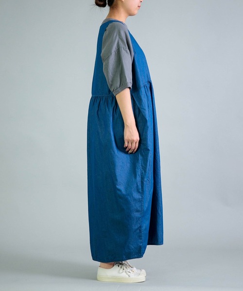 OMNIGOD womens / オムニゴッド] 4ozデニム ノースリーブギャザー