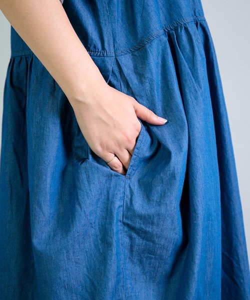 OMNIGOD womens / オムニゴッド] 4ozデニム ノースリーブギャザー