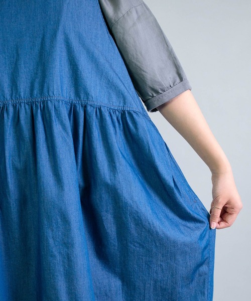 OMNIGOD womens / オムニゴッド] 4ozデニム ノースリーブギャザー