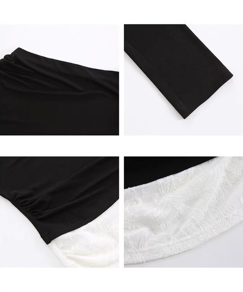 Fano Studios(ファノ ストゥディオズ)の「レース アシンメトリーオフショルダー フェイクレイヤードトップス FC26S002【Fano Studios】【2026SS】(Tシャツ/カットソー・レディース・ブラック・L/M/S)」の12枚目の写真