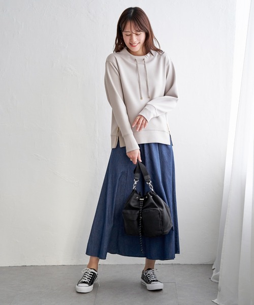 ikka(イッカ)の「【雑誌InRed4月号掲載】GOKU楽カノコダンボールプルオーバー(スウェット・レディース・グレイッシュベージュ/サックスブルー/ピンク/オフホワイト/ミント/チャコール・L/M/S)」の16枚目の写真