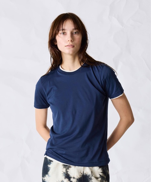 WALANCE(ワランス)の「organic cotton jersey basic fit tee(Tシャツ/カットソー・レディース・オフホワイト/スミクロ/ネイビー・FREE)」の4枚目の写真