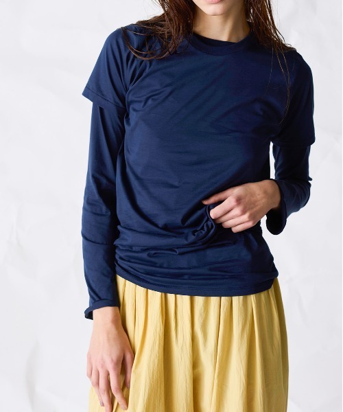 WALANCE(ワランス)の「organic cotton jersey basic fit tee(Tシャツ/カットソー・レディース・オフホワイト/スミクロ/ネイビー・FREE)」の7枚目の写真
