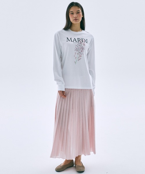Mardi Mercredi(マルディメクルディ)の「TSHIRT LONG SLEEVE LILIES & ROSES / Tシャツ ロングスリーブ リリー ローズ(Tシャツ/カットソー・レディース・ホワイト×イエロー/オートミール/ネイビー/クリーム/チャコールグレー/ホワイト×ブルー/ブラック×ピンク/ホワイト×ピンク・FREE)」の15枚目の写真