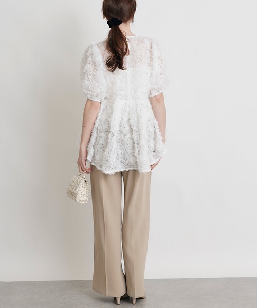 PICCIN PERLA(ピッチンペルラ)の「フラワーチュールブラウス(シャツ/ブラウス・レディース・ブラック/オフホワイト・M)」の9枚目の写真