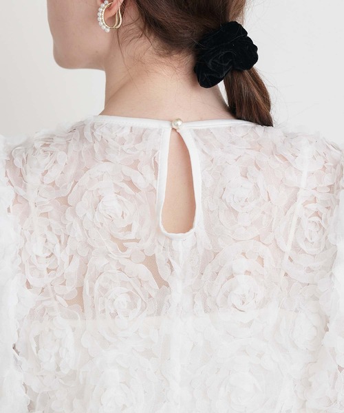 PICCIN PERLA(ピッチンペルラ)の「フラワーチュールブラウス(シャツ/ブラウス・レディース・ブラック/オフホワイト・M)」の20枚目の写真