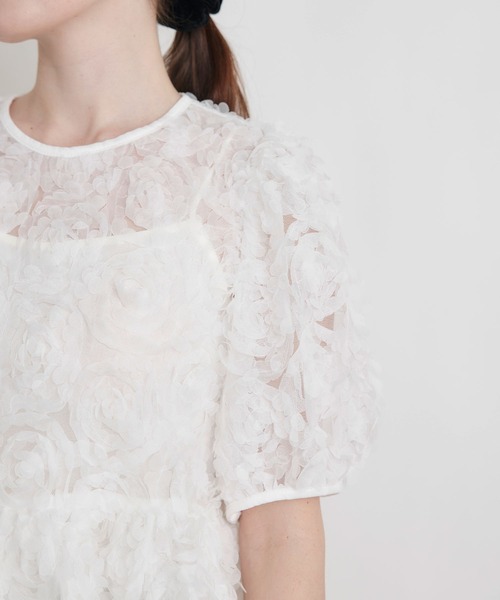 PICCIN PERLA(ピッチンペルラ)の「フラワーチュールブラウス(シャツ/ブラウス・レディース・ブラック/オフホワイト・M)」の21枚目の写真