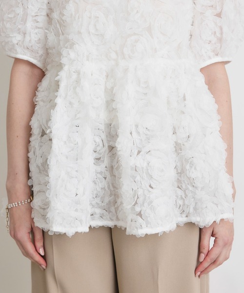 PICCIN PERLA(ピッチンペルラ)の「フラワーチュールブラウス(シャツ/ブラウス・レディース・ブラック/オフホワイト・M)」の22枚目の写真