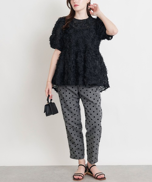 PICCIN PERLA(ピッチンペルラ)の「フラワーチュールブラウス(シャツ/ブラウス・レディース・ブラック/オフホワイト・M)」の16枚目の写真