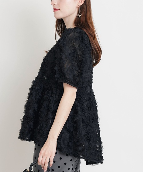 PICCIN PERLA(ピッチンペルラ)の「フラワーチュールブラウス(シャツ/ブラウス・レディース・ブラック/オフホワイト・M)」の13枚目の写真