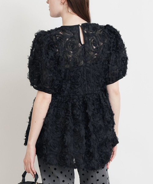 PICCIN PERLA(ピッチンペルラ)の「フラワーチュールブラウス(シャツ/ブラウス・レディース・ブラック/オフホワイト・M)」の14枚目の写真